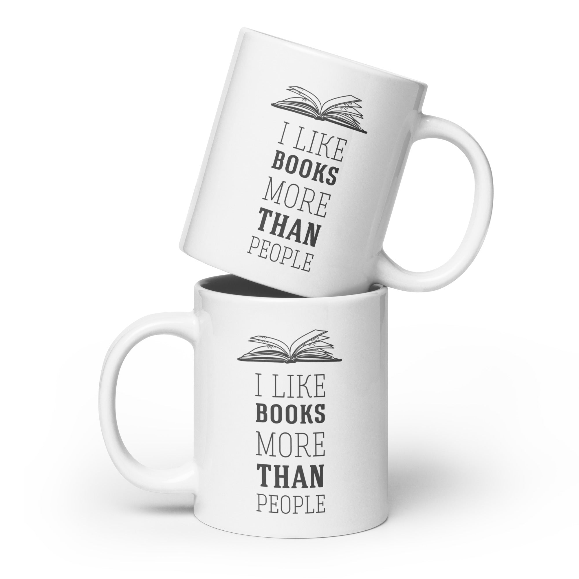 I like books more than people White glossy mug-Teelime | shirts-hoodies-mugs