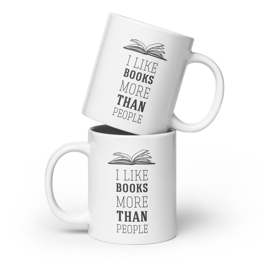 I like books more than people White glossy mug-Teelime | shirts-hoodies-mugs