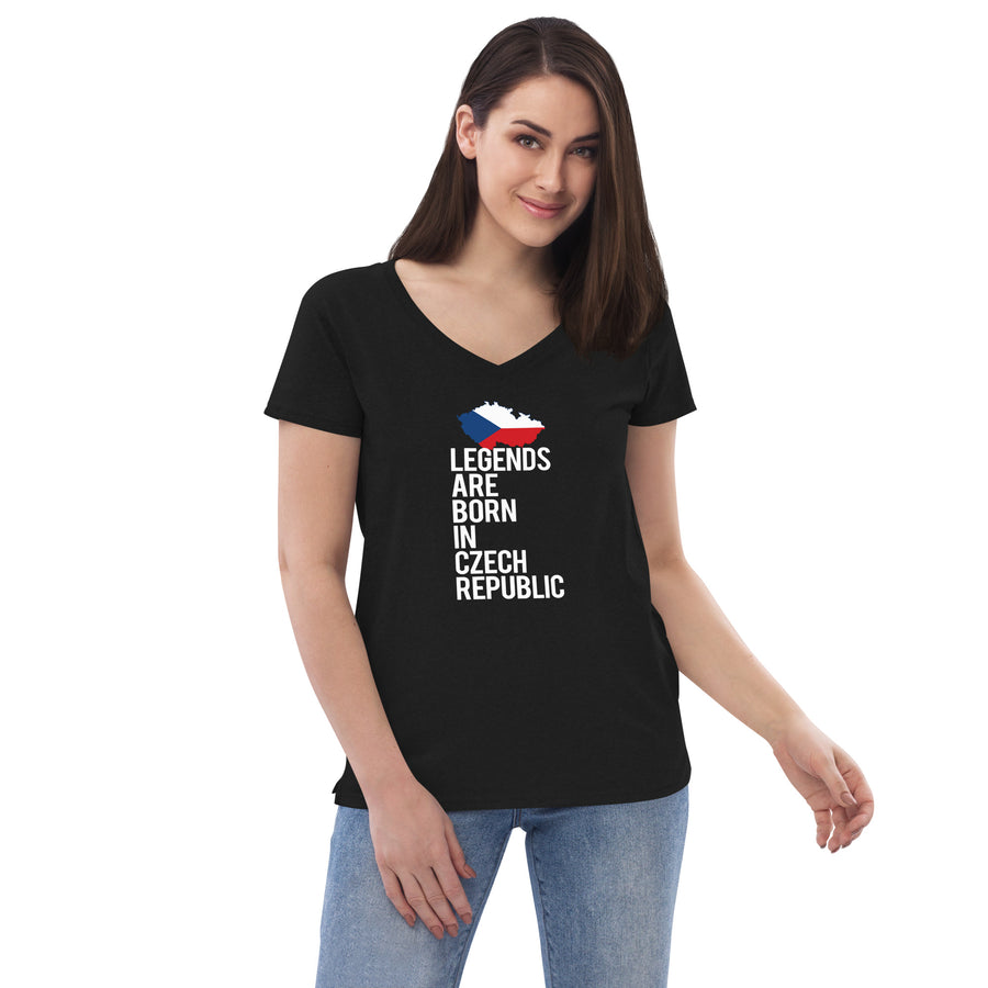 Legends are born in Czech Republic Women’s V-neck t-shirt-Teelime | shirts-hoodies-mugs