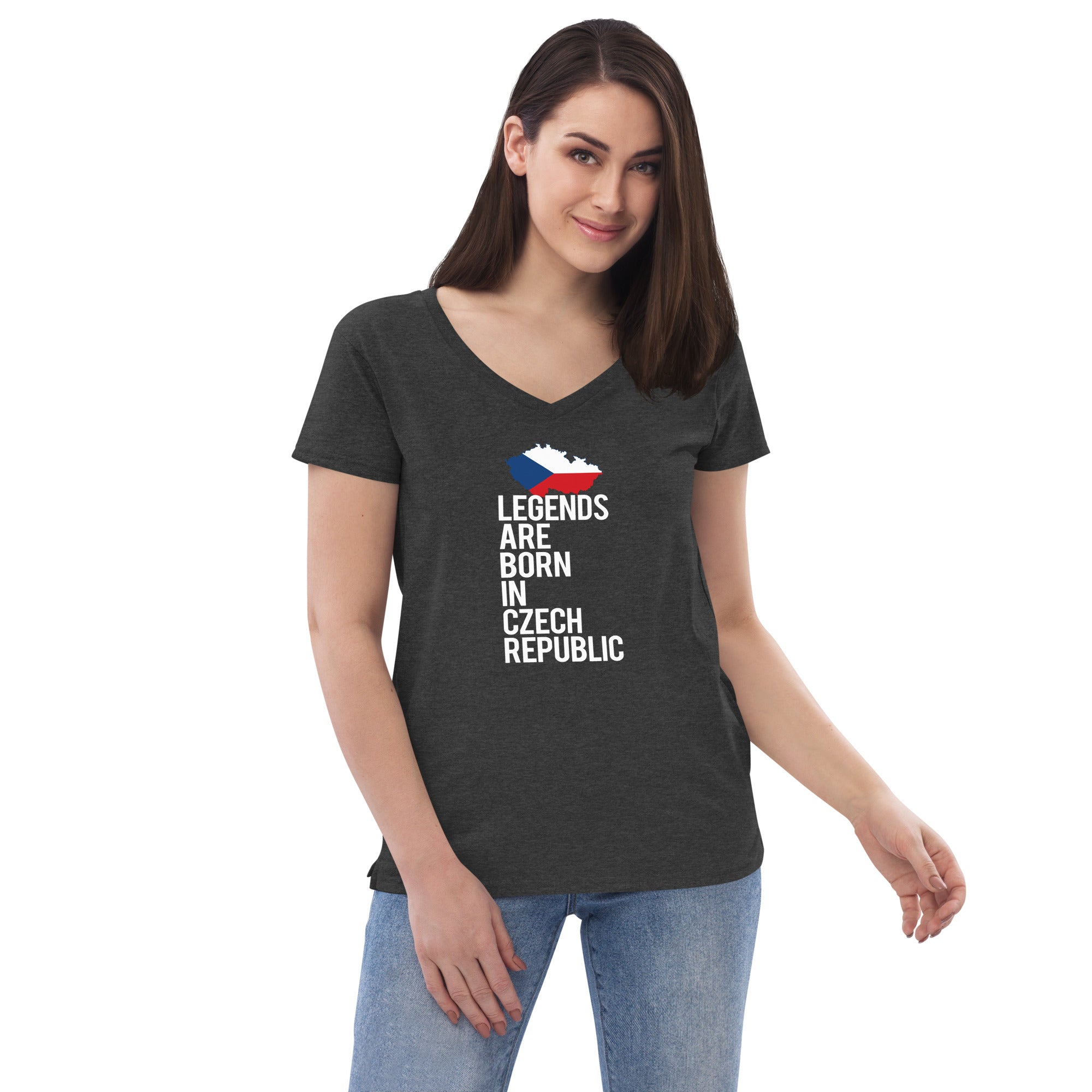 Legends are born in Czech Republic Women’s V-neck t-shirt-Teelime | shirts-hoodies-mugs