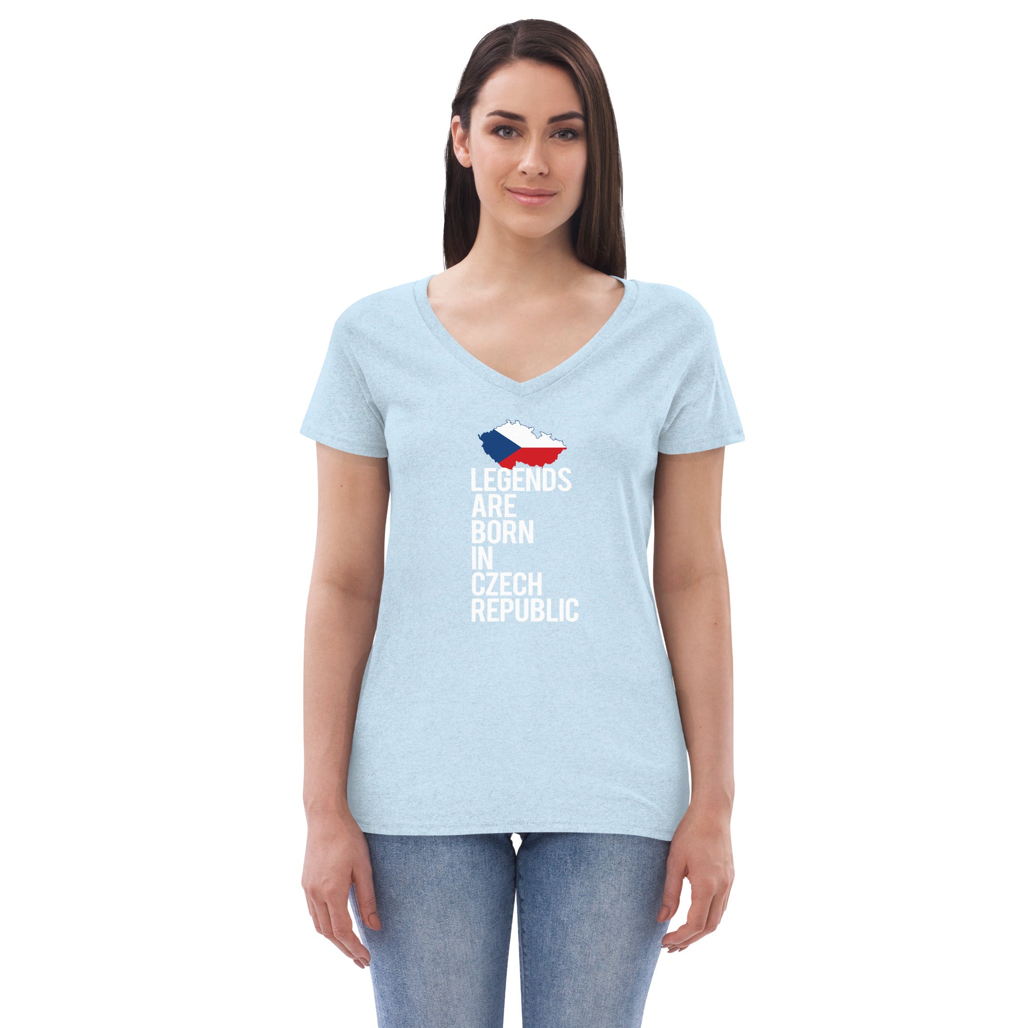 Legends are born in Czech Republic Women’s V-neck t-shirt-Teelime | shirts-hoodies-mugs