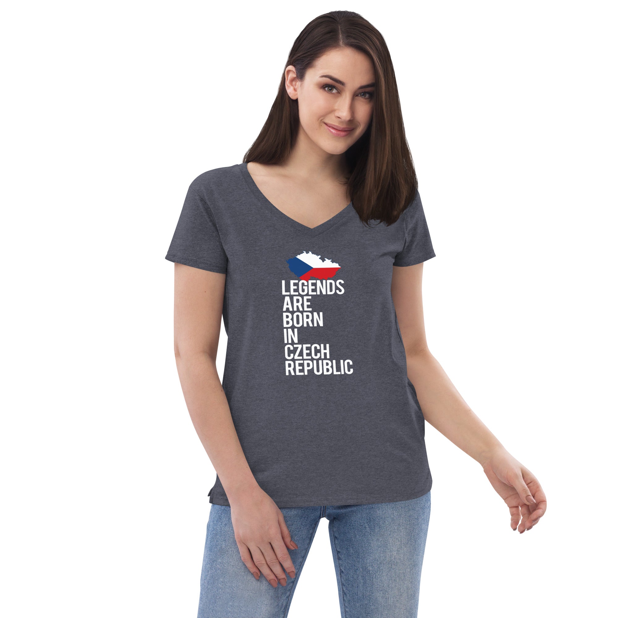 Legends are born in Czech Republic Women’s V-neck t-shirt-Teelime | shirts-hoodies-mugs