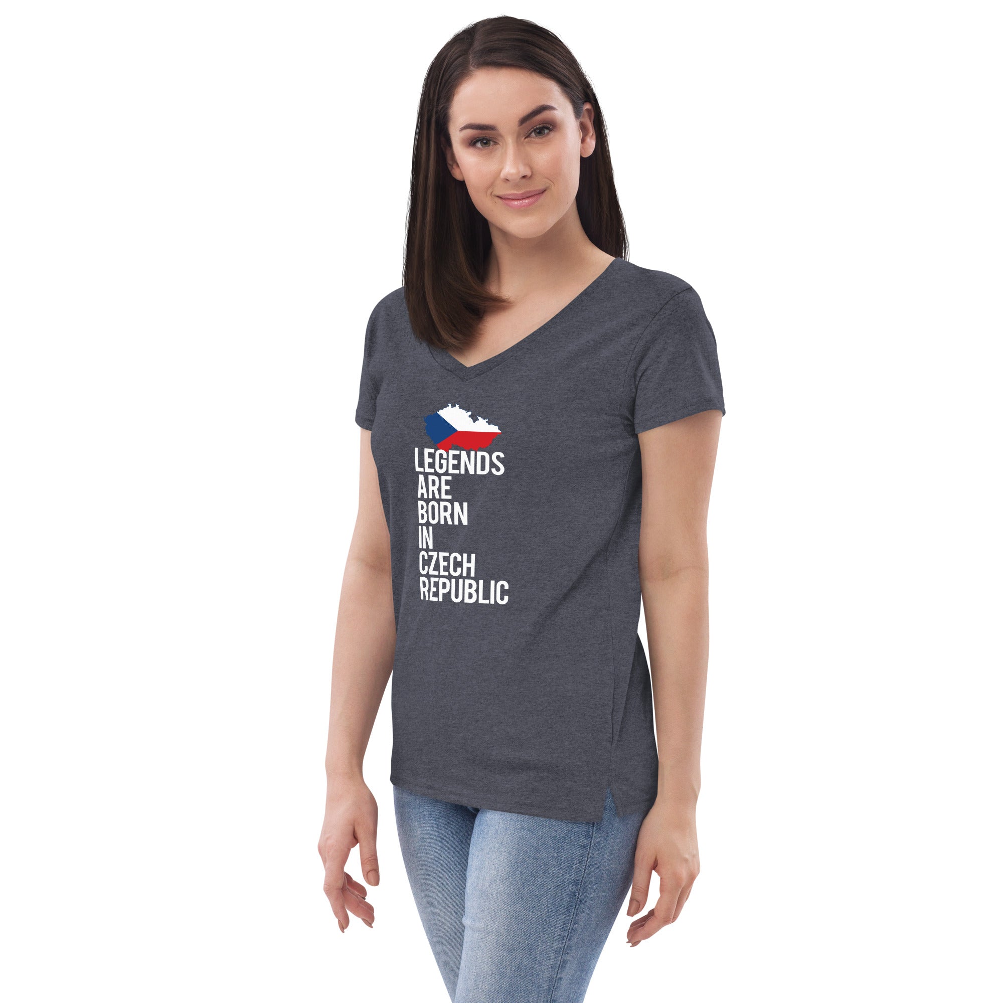 Legends are born in Czech Republic Women’s V-neck t-shirt-Teelime | shirts-hoodies-mugs