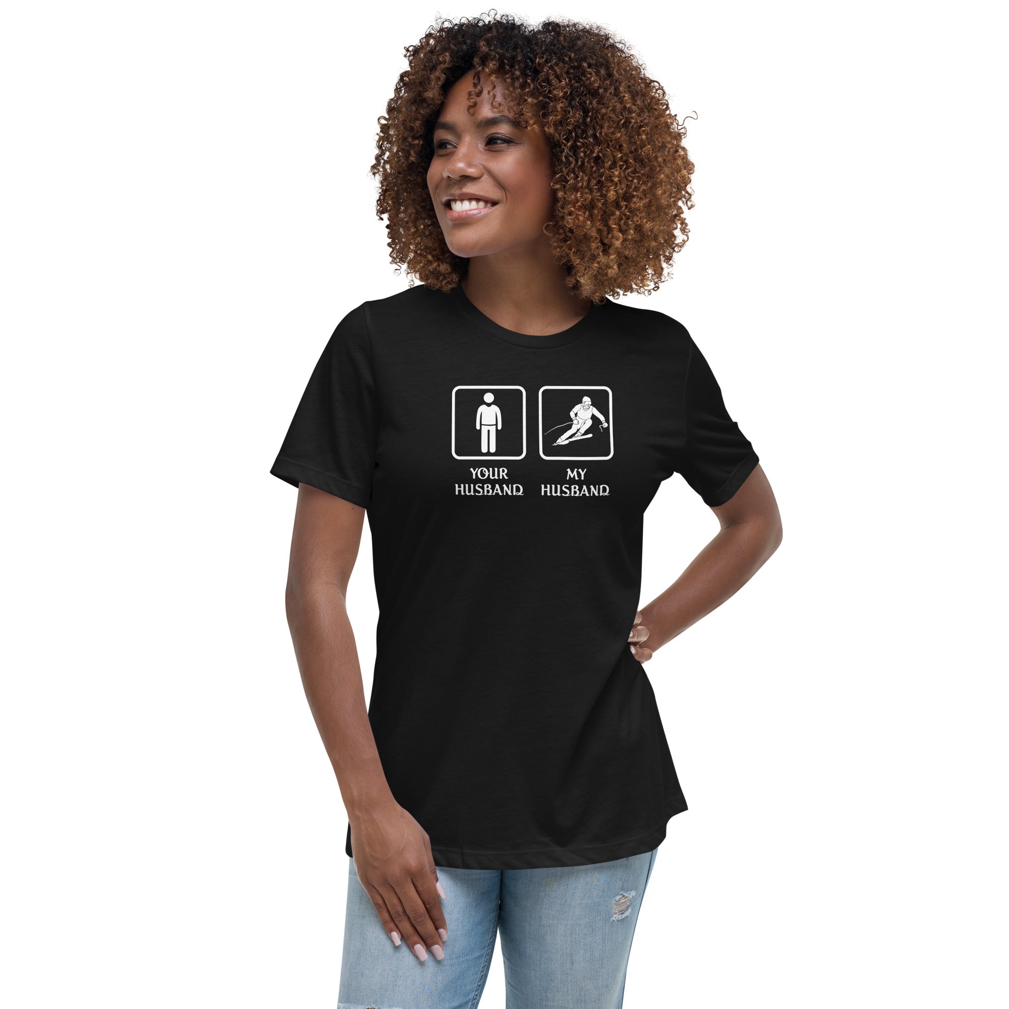 Skiing - Your husband My husband Women's T-Shirt-Teelime | shirts-hoodies-mugs