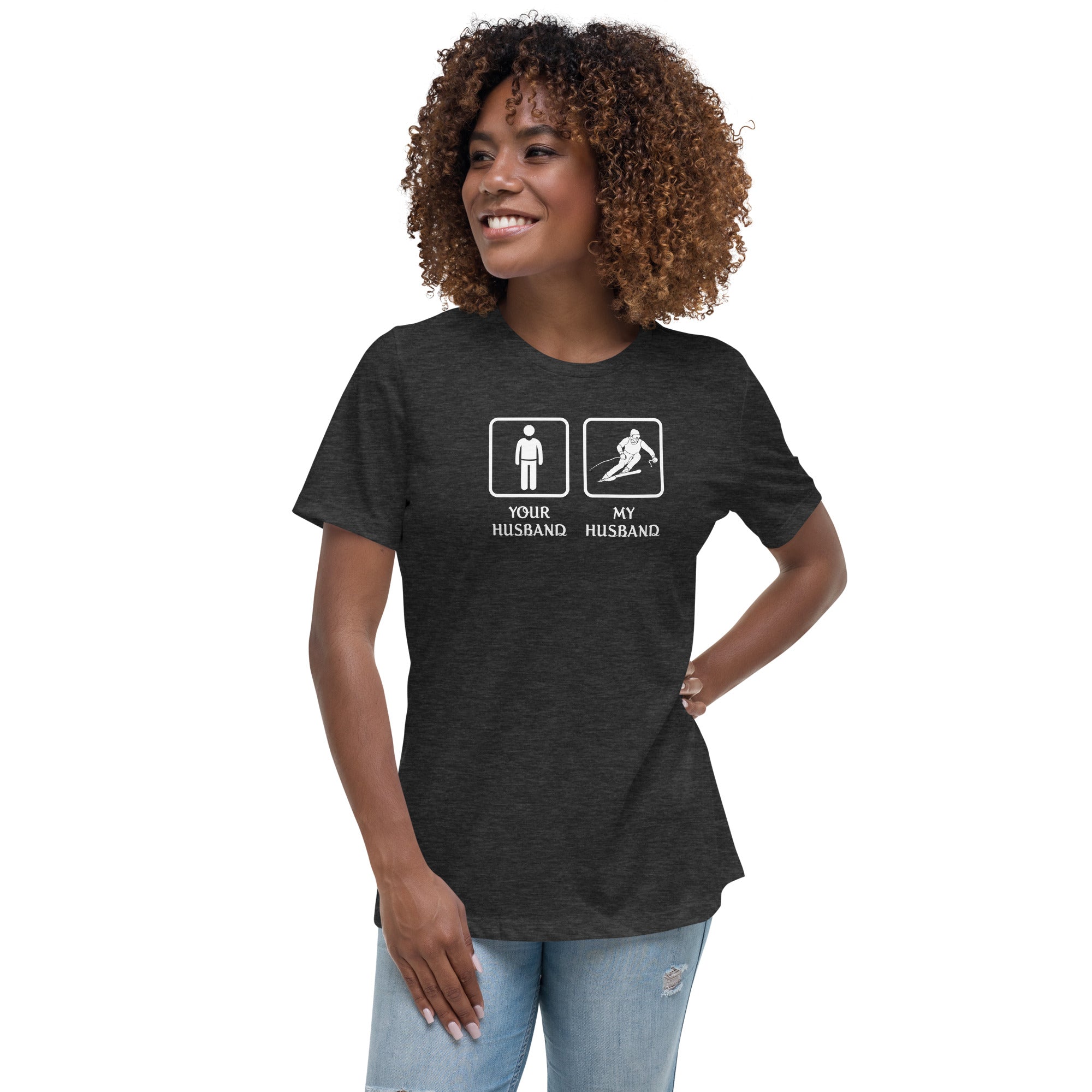 Skiing - Your husband My husband Women's T-Shirt-Teelime | shirts-hoodies-mugs