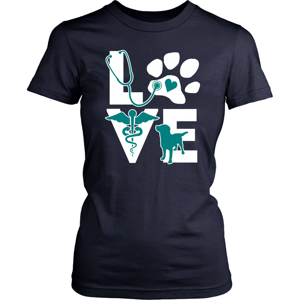 VET TECH T SHIRT - VETERINARIAN LOVE DOG TEAL-T-shirt-Teelime | shirts-hoodies-mugs