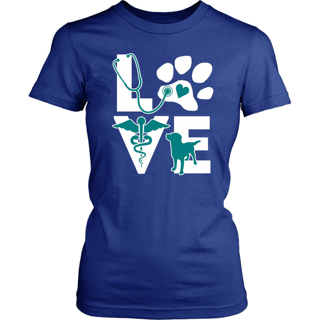 VET TECH T SHIRT - VETERINARIAN LOVE DOG TEAL-T-shirt-Teelime | shirts-hoodies-mugs