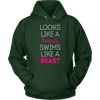 Swimming T Shirt - Looks like a beauty swims like a beast, Neon Pink-T-shirt-Teelime | shirts-hoodies-mugs