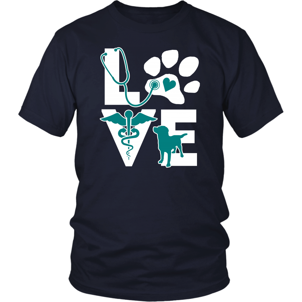 VET TECH T SHIRT - VETERINARIAN LOVE DOG TEAL-T-shirt-Teelime | shirts-hoodies-mugs