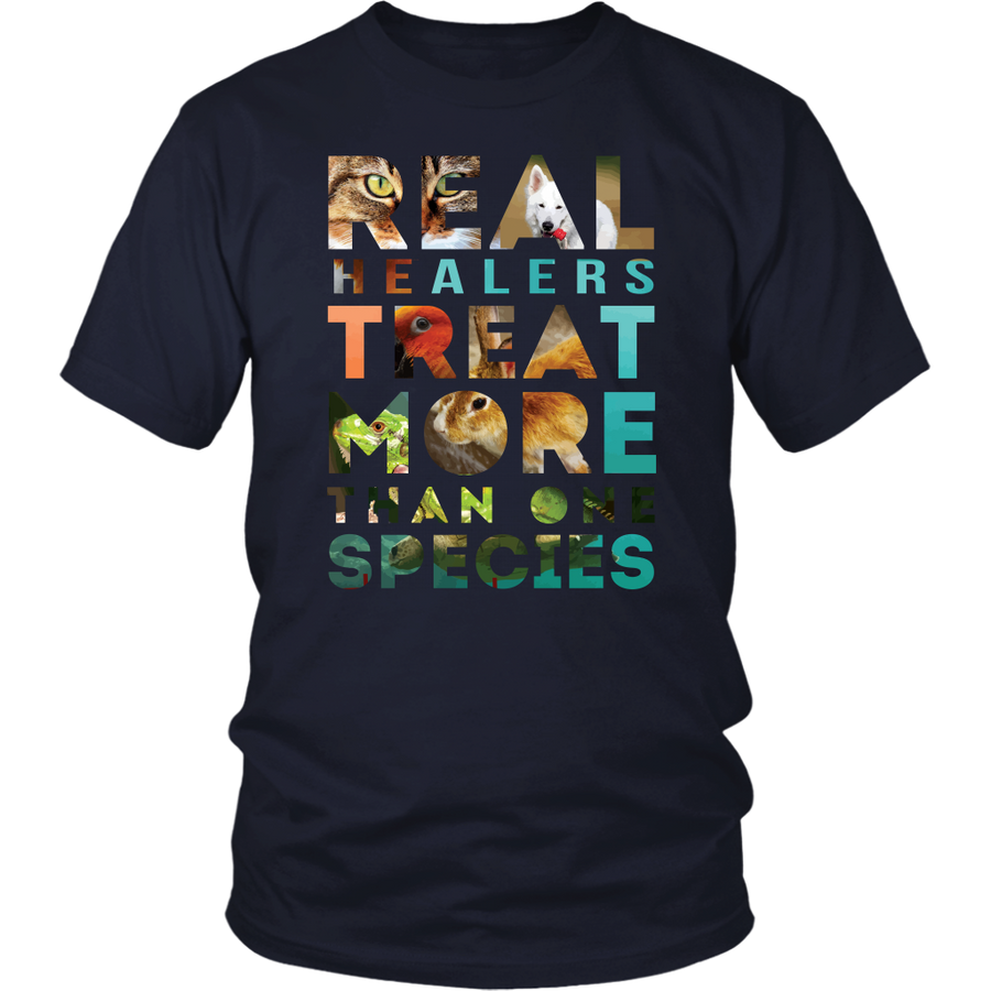 VETERINARY T SHIRT - REAL Healers TREAT MORE THAN ONE SPECIES-T-shirt-Teelime | shirts-hoodies-mugs