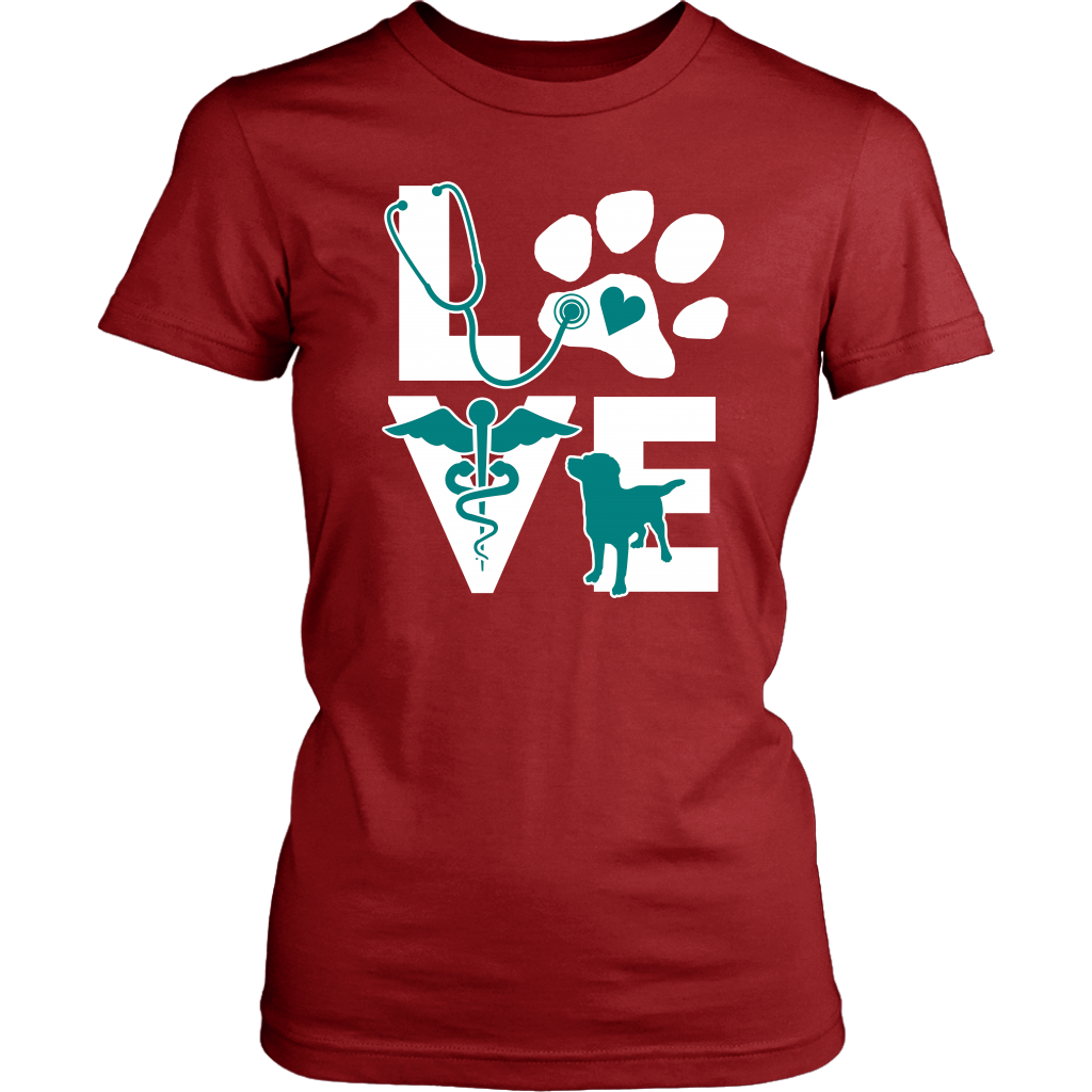 VET TECH T SHIRT - VETERINARIAN LOVE DOG TEAL-T-shirt-Teelime | shirts-hoodies-mugs