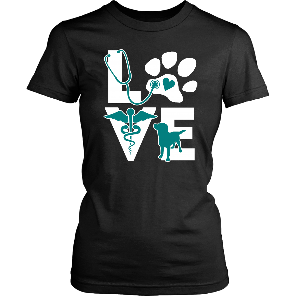 VET TECH T SHIRT - VETERINARIAN LOVE DOG TEAL-T-shirt-Teelime | shirts-hoodies-mugs