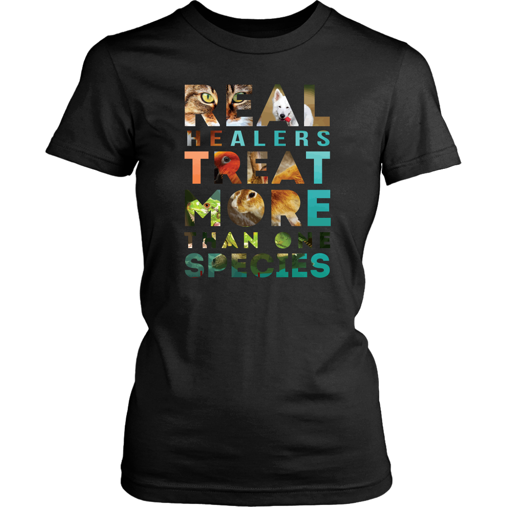 VETERINARY T SHIRT - REAL Healers TREAT MORE THAN ONE SPECIES-T-shirt-Teelime | shirts-hoodies-mugs