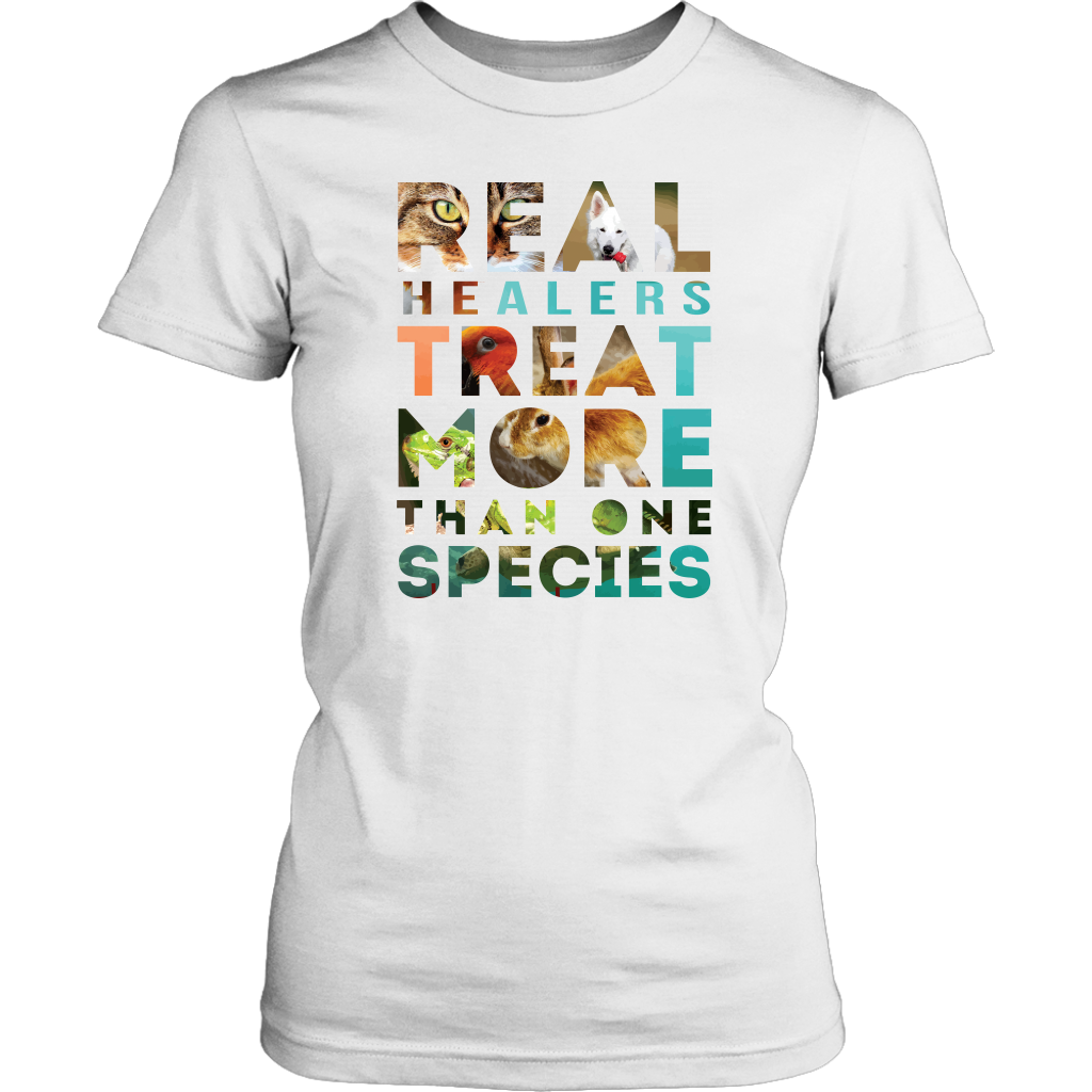 VETERINARY T SHIRT - REAL Healers TREAT MORE THAN ONE SPECIES-T-shirt-Teelime | shirts-hoodies-mugs