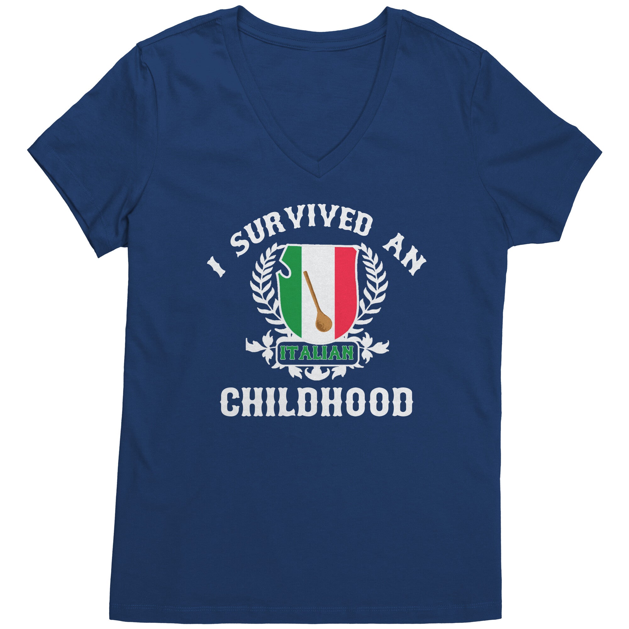 I survived an Italian childhood V-neck-Apparel-Teelime | shirts-hoodies-mugs
