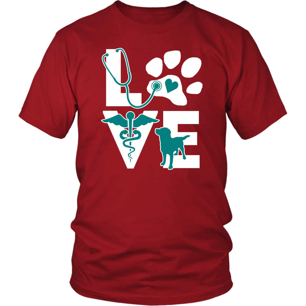 VET TECH T SHIRT - VETERINARIAN LOVE DOG TEAL-T-shirt-Teelime | shirts-hoodies-mugs