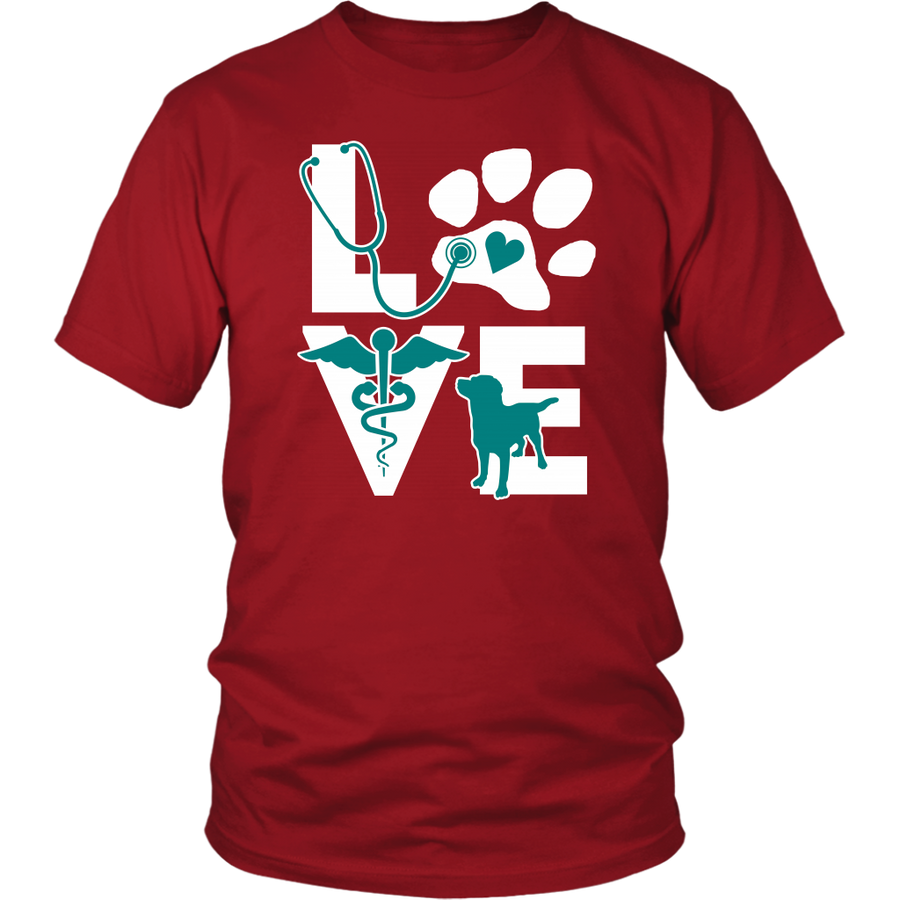 VET TECH T SHIRT - VETERINARIAN LOVE DOG TEAL-T-shirt-Teelime | shirts-hoodies-mugs