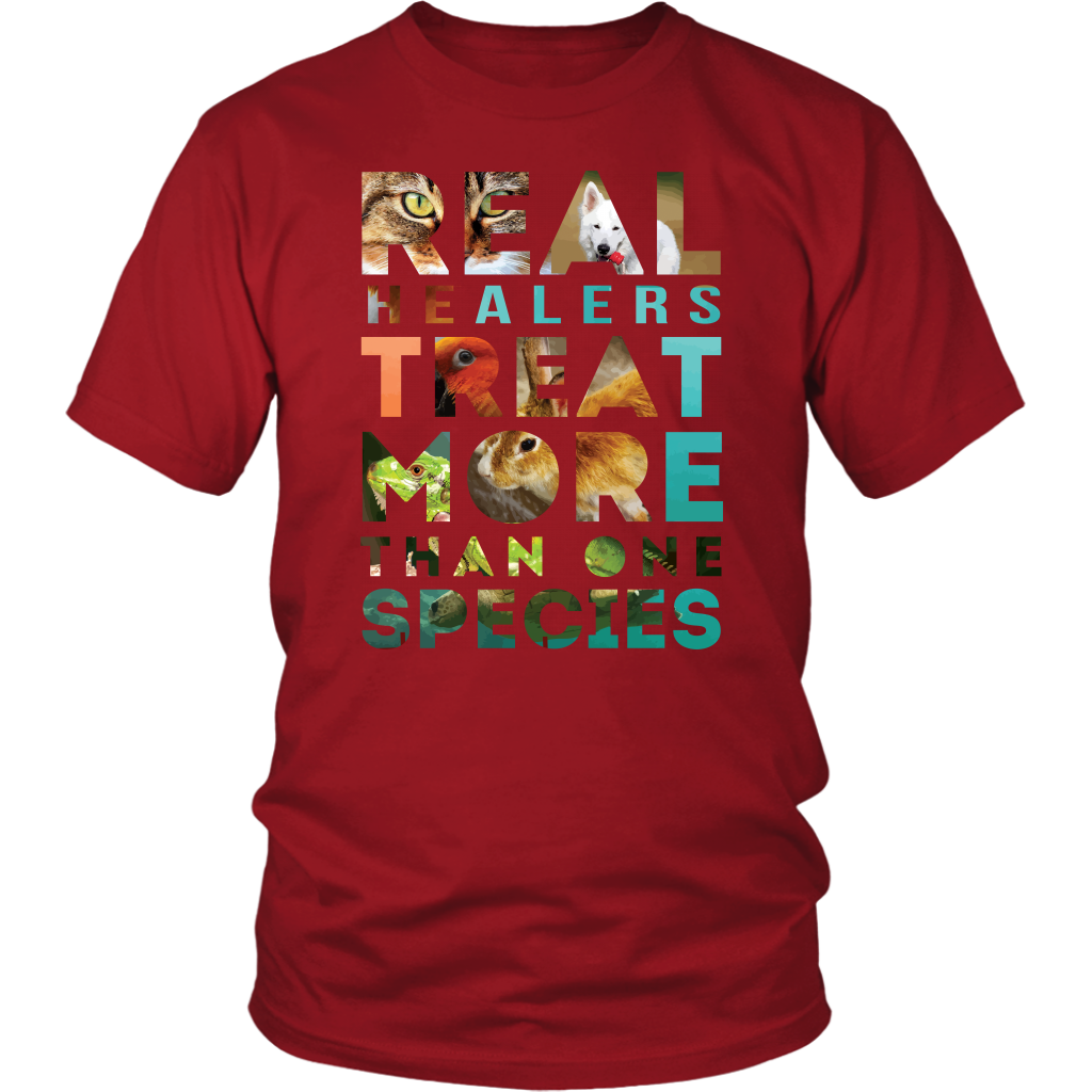 VETERINARY T SHIRT - REAL Healers TREAT MORE THAN ONE SPECIES-T-shirt-Teelime | shirts-hoodies-mugs