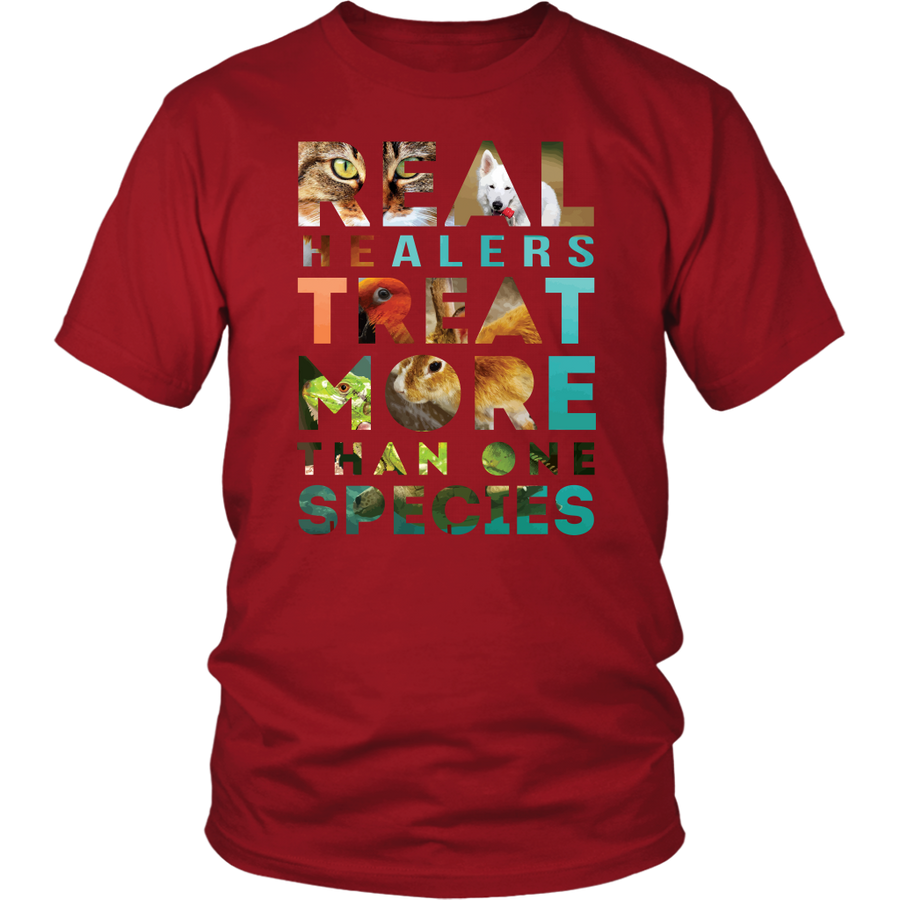 VETERINARY T SHIRT - REAL Healers TREAT MORE THAN ONE SPECIES-T-shirt-Teelime | shirts-hoodies-mugs