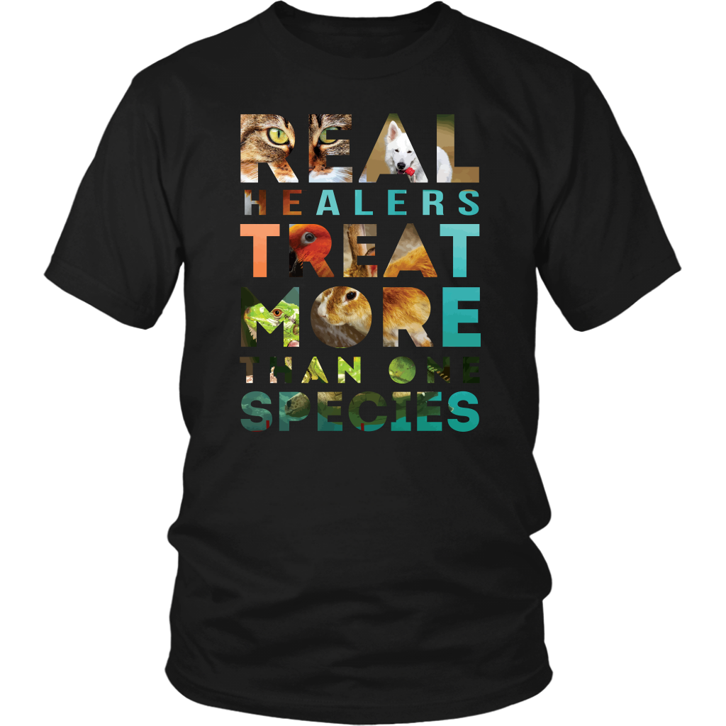 VETERINARY T SHIRT - REAL Healers TREAT MORE THAN ONE SPECIES-T-shirt-Teelime | shirts-hoodies-mugs