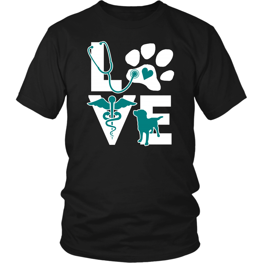 VET TECH T SHIRT - VETERINARIAN LOVE DOG TEAL-T-shirt-Teelime | shirts-hoodies-mugs
