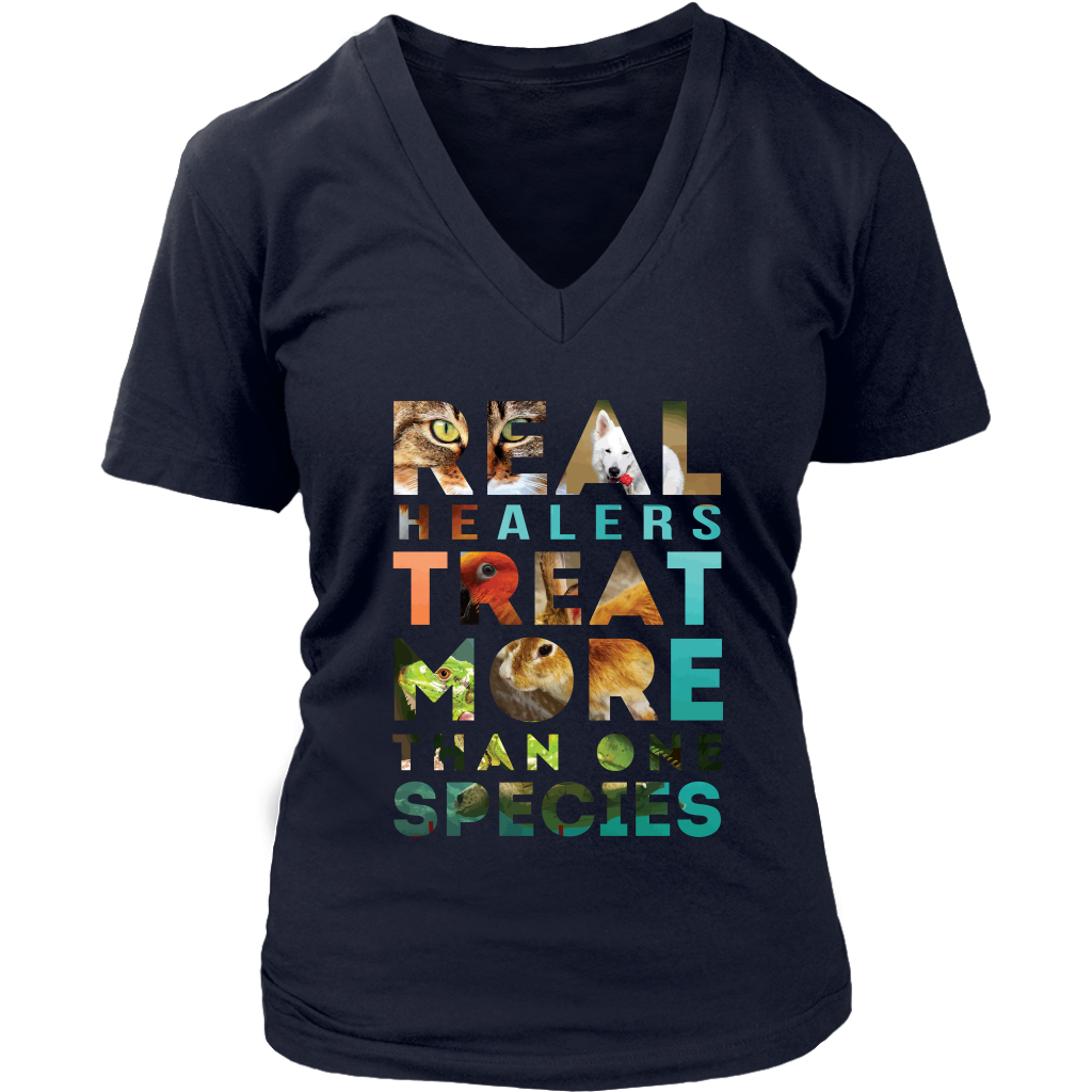 VETERINARY T SHIRT - REAL Healers TREAT MORE THAN ONE SPECIES-T-shirt-Teelime | shirts-hoodies-mugs