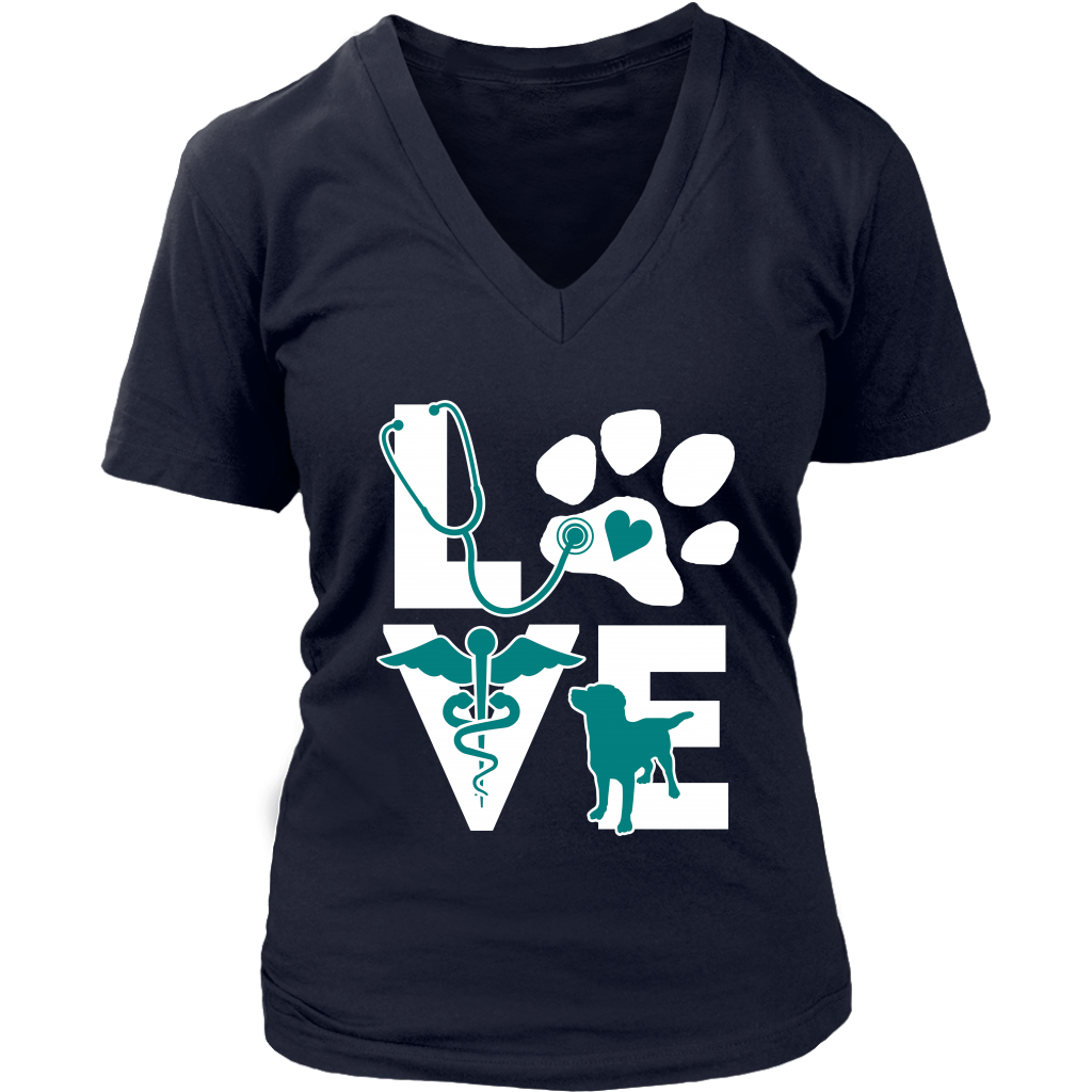 VET TECH T SHIRT - VETERINARIAN LOVE DOG TEAL-T-shirt-Teelime | shirts-hoodies-mugs