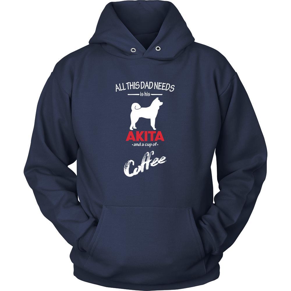 Akita Dog Lover Shirt - All this Dad needs is his Akita and a cup of coffee Father Gift-T-shirt-Teelime | shirts-hoodies-mugs