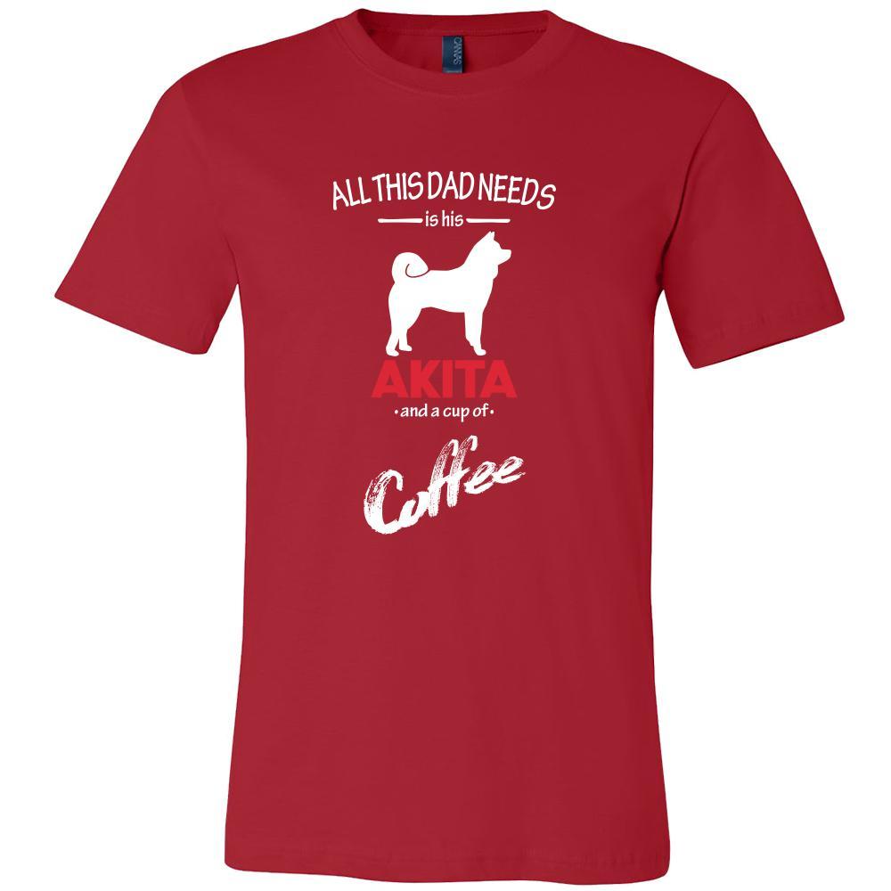 Akita Dog Lover Shirt - All this Dad needs is his Akita and a cup of coffee Father Gift-T-shirt-Teelime | shirts-hoodies-mugs
