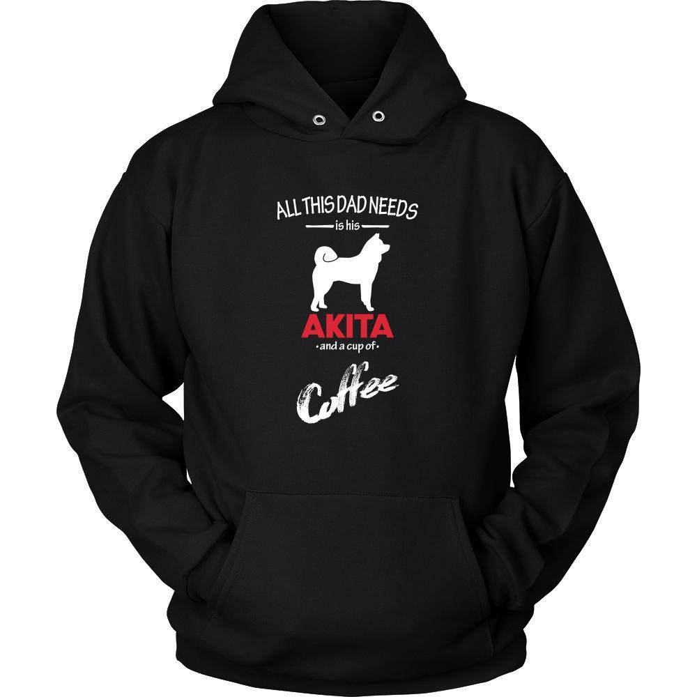 Akita Dog Lover Shirt - All this Dad needs is his Akita and a cup of coffee Father Gift-T-shirt-Teelime | shirts-hoodies-mugs