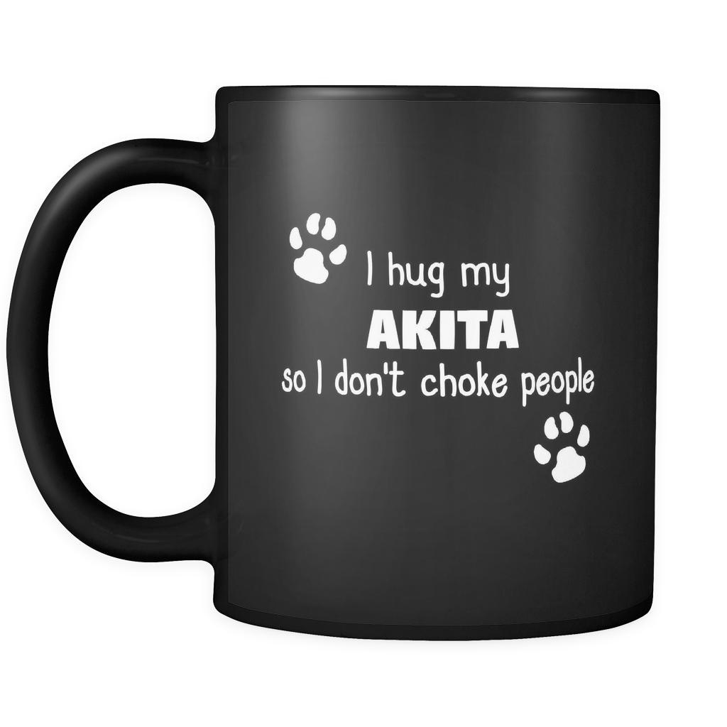 Akita I Hug My Akita 11oz Black Mug-Drinkware-Teelime | shirts-hoodies-mugs