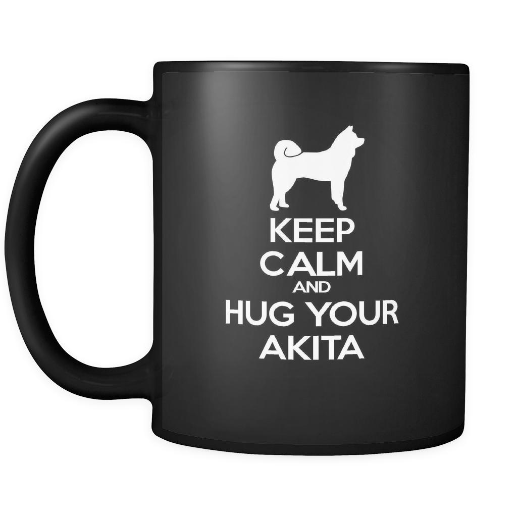 Akita Keep Calm and Hug Your Akita 11oz Black Mug-Drinkware-Teelime | shirts-hoodies-mugs