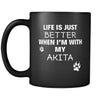 Akita Life Is Just Better When I'm With My Akita 11oz Black Mug-Drinkware-Teelime | shirts-hoodies-mugs