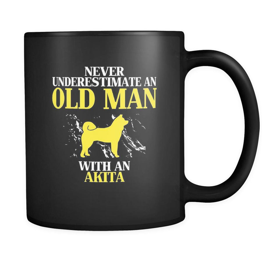 Akita Never underestimate an old man with an Akita 11oz Black Mug-Drinkware-Teelime | shirts-hoodies-mugs