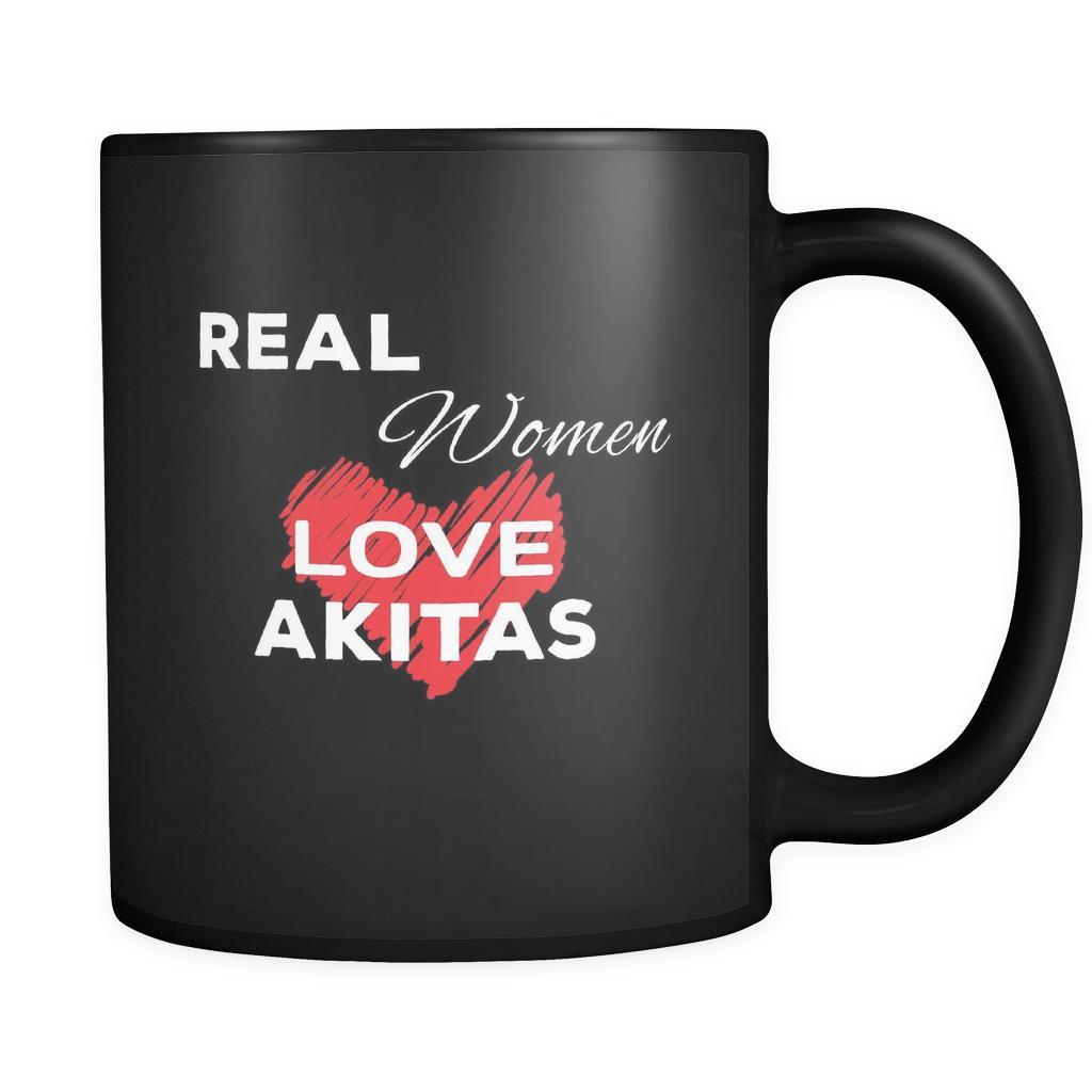 Akita Real Women Love Akitas 11oz Black Mug-Drinkware-Teelime | shirts-hoodies-mugs