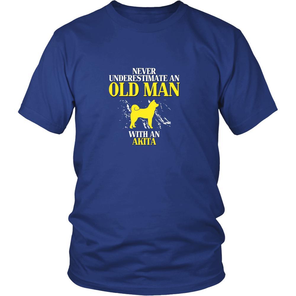 Akita Shirt - Never underestimate an old man with an Akita Grandfather Dog Gift-T-shirt-Teelime | shirts-hoodies-mugs