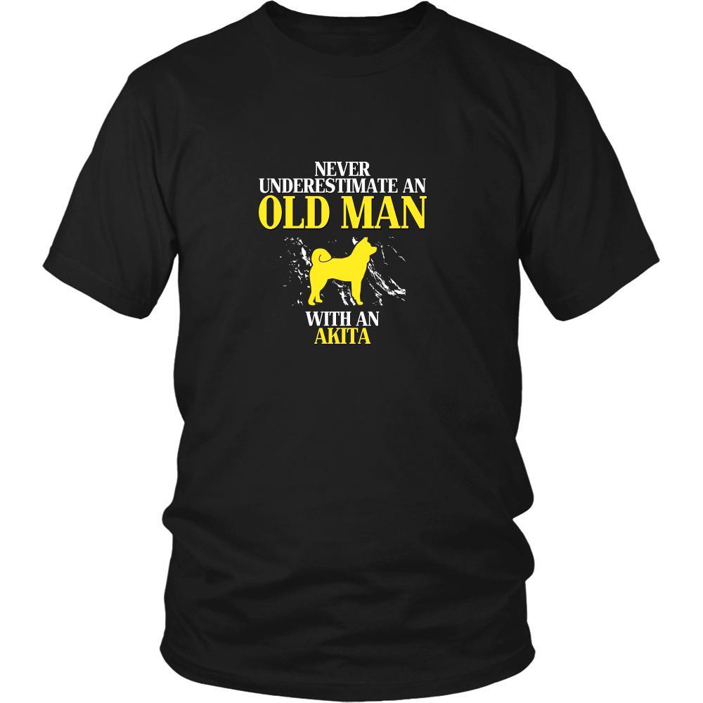 Akita Shirt - Never underestimate an old man with an Akita Grandfather Dog Gift-T-shirt-Teelime | shirts-hoodies-mugs