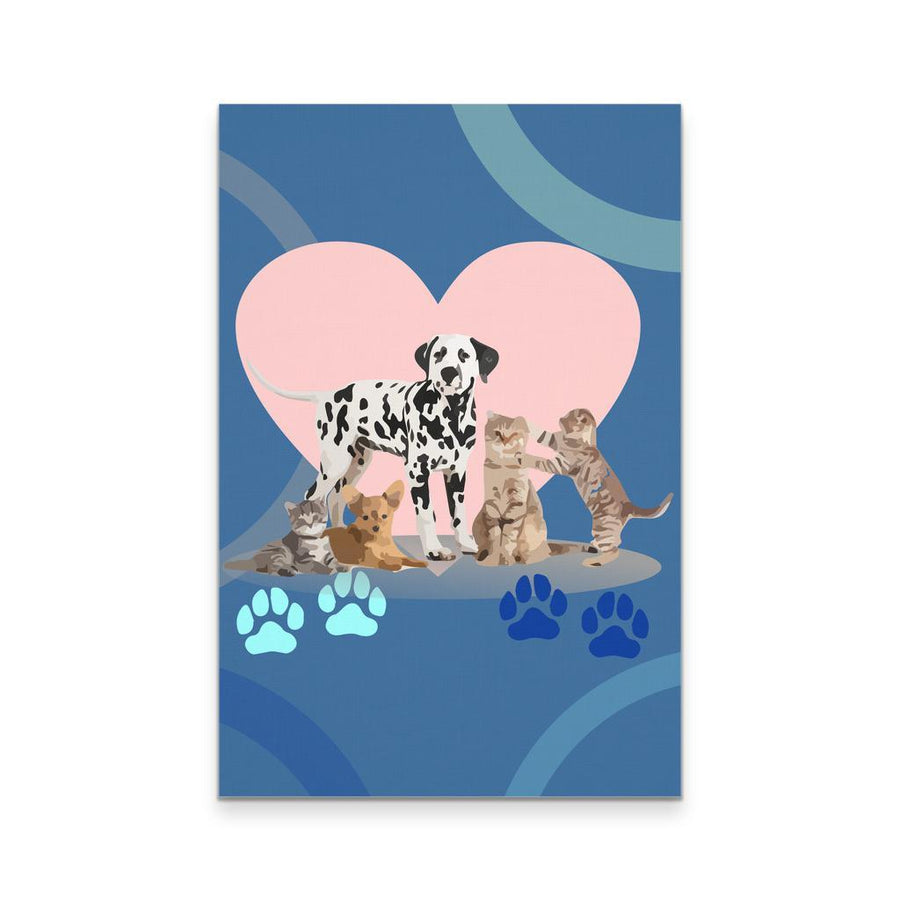 Animals Love Canvas - Dogs & Cats Together-Canvas Wall Art-Teelime | shirts-hoodies-mugs