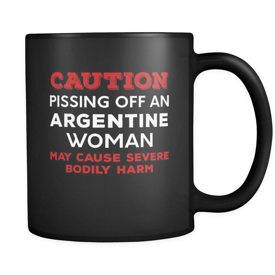 Argentine Caution Pissing Off An Argentine Woman May Cause Severe Bodily Harm 11oz Black Mug-Drinkware-Teelime | shirts-hoodies-mugs