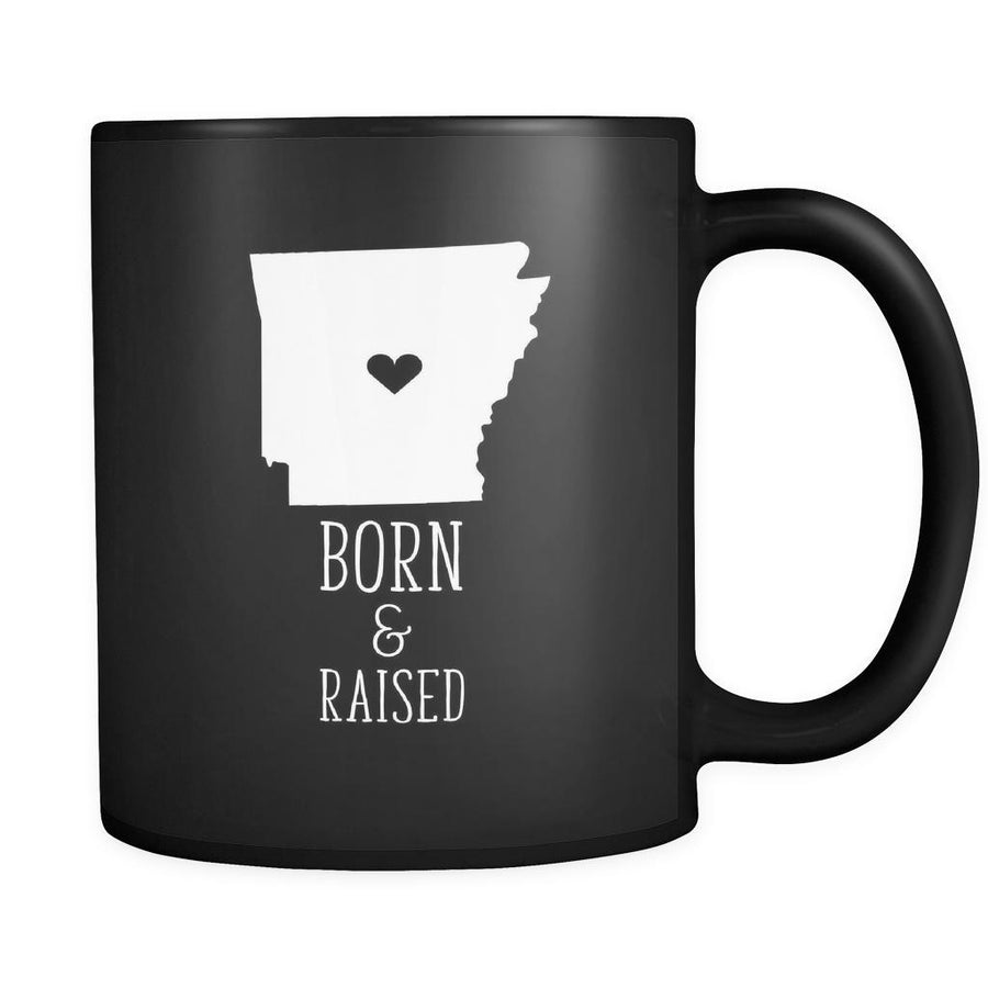 Arkansas Born & raised Arkansas 11oz Black Mug