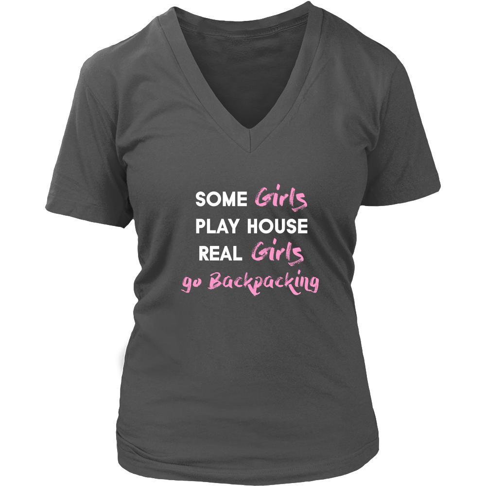 Backpacking Shirt - Some girls play house real girls go Backpacking- Hobby Lady-T-shirt-Teelime | shirts-hoodies-mugs