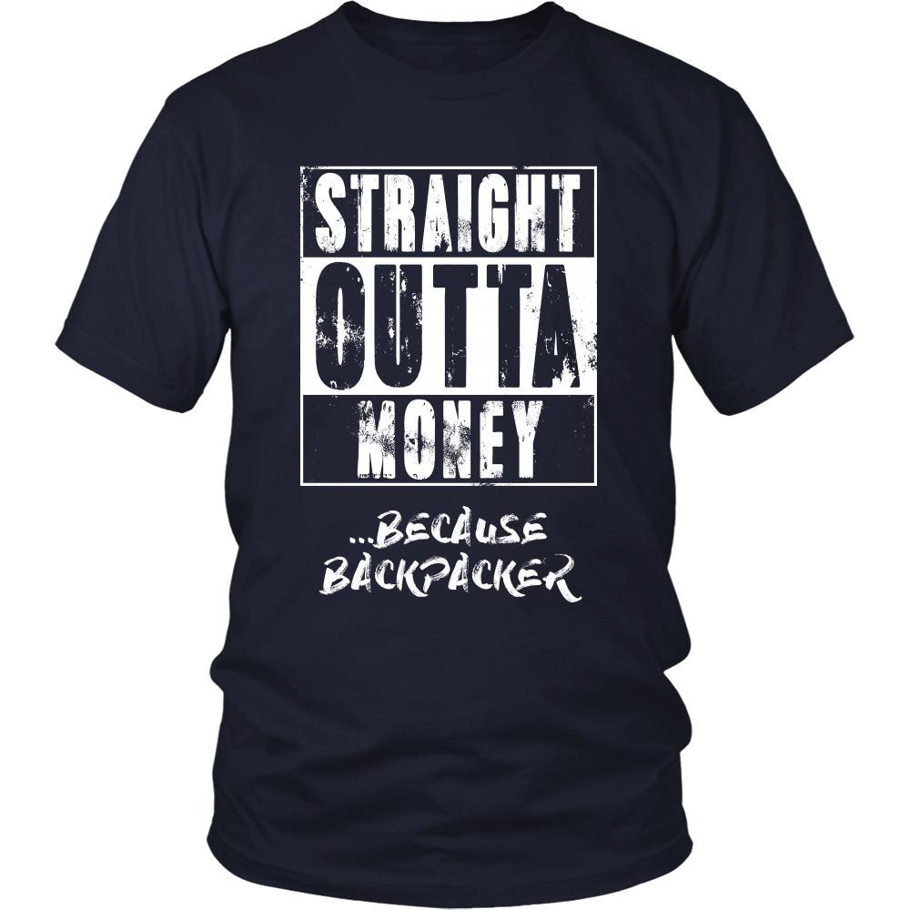 Backpacking Shirt - Straight outta money ...because Backpacking- Hobby Gift-T-shirt-Teelime | shirts-hoodies-mugs