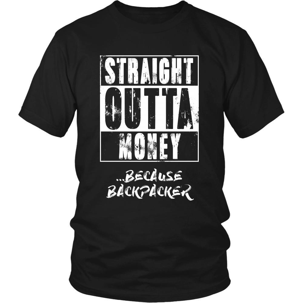 Backpacking Shirt - Straight outta money ...because Backpacking- Hobby Gift-T-shirt-Teelime | shirts-hoodies-mugs