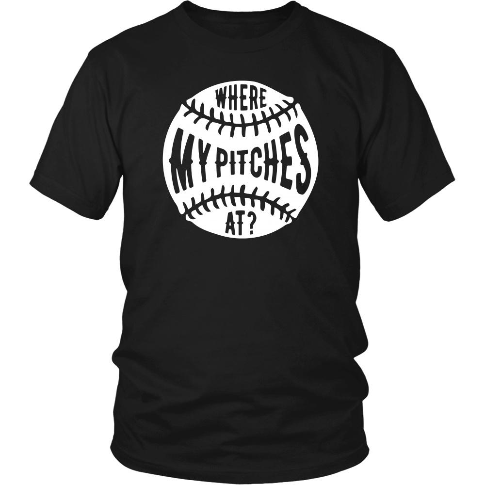 Baseball T Shirt - Where my pitches at
