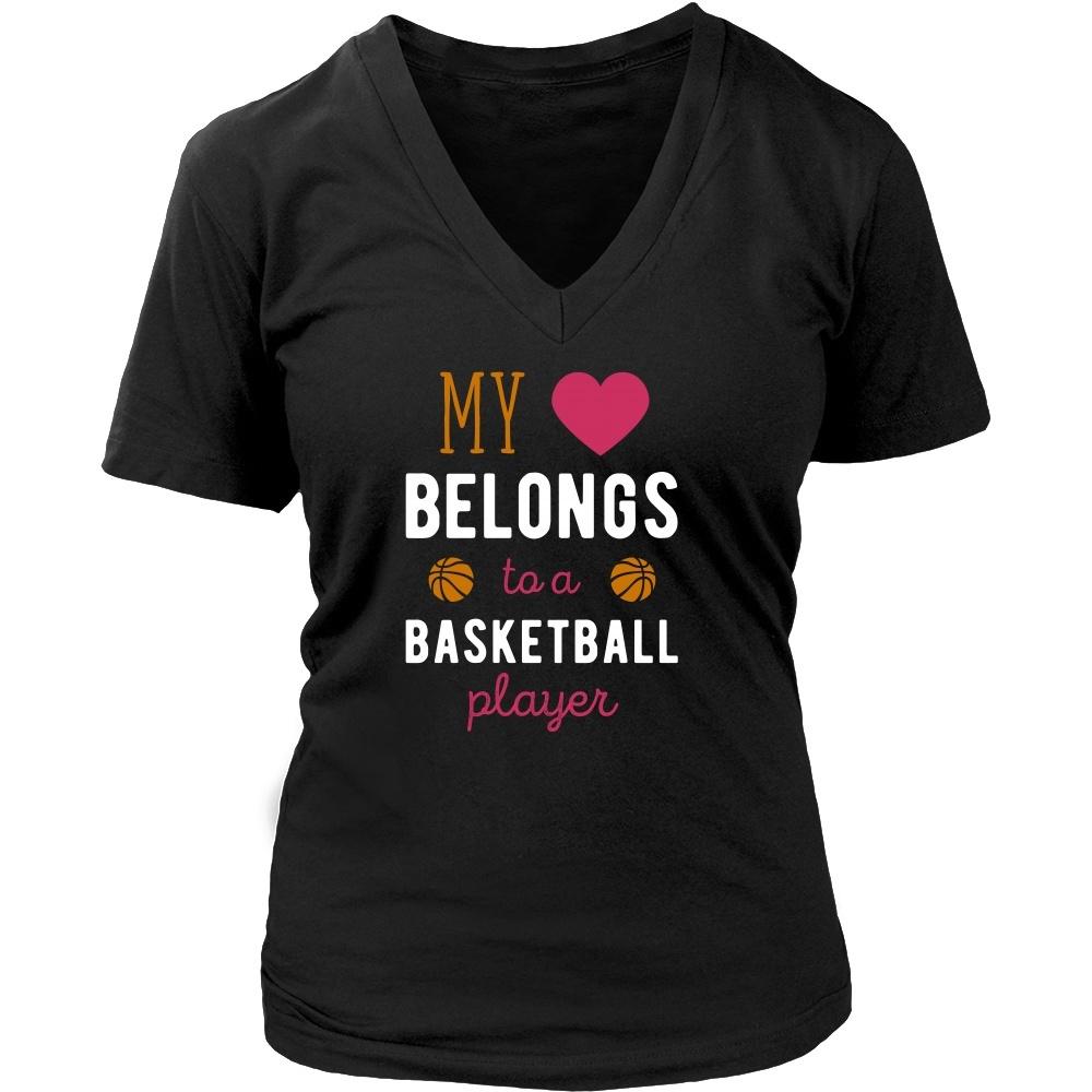 Basketball T Shirt - My heart belongs to a Basketball Player-T-shirt-Teelime | shirts-hoodies-mugs