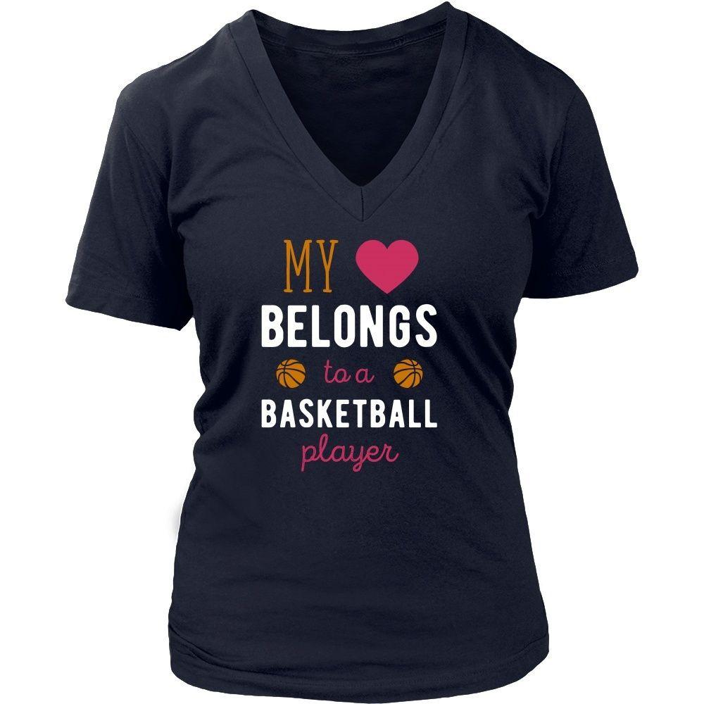 Basketball T Shirt - My heart belongs to a Basketball Player-T-shirt-Teelime | shirts-hoodies-mugs
