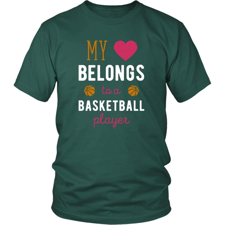 Basketball T Shirt - My heart belongs to a Basketball Player-T-shirt-Teelime | shirts-hoodies-mugs