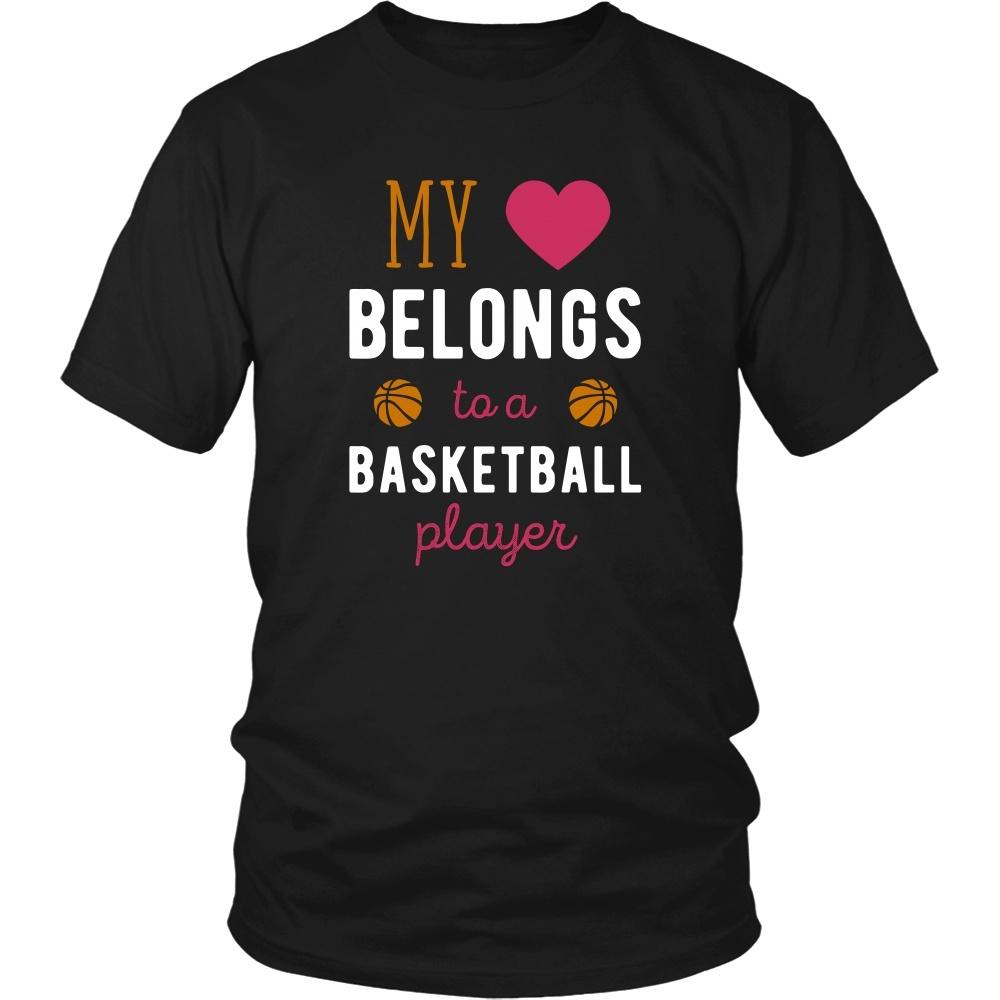 Basketball T Shirt - My heart belongs to a Basketball Player-T-shirt-Teelime | shirts-hoodies-mugs