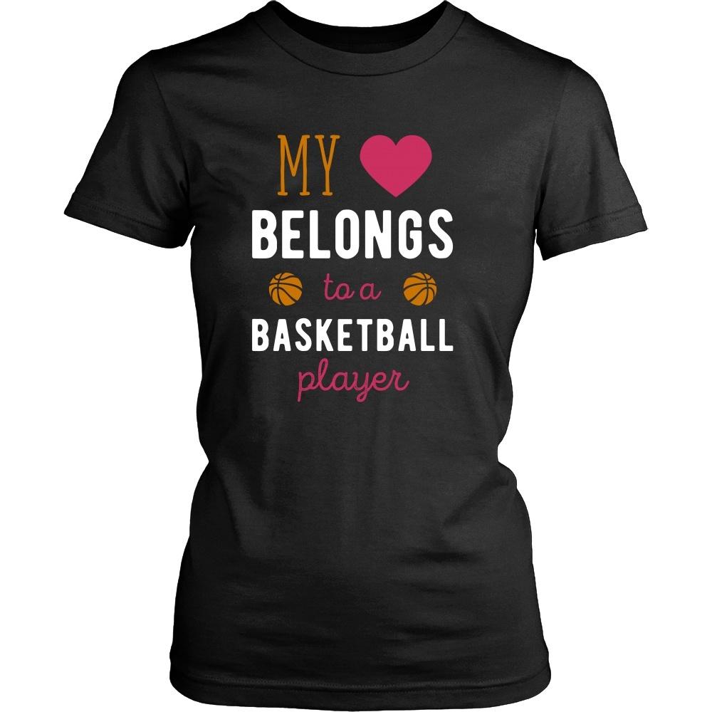 Basketball T Shirt - My heart belongs to a Basketball Player-T-shirt-Teelime | shirts-hoodies-mugs