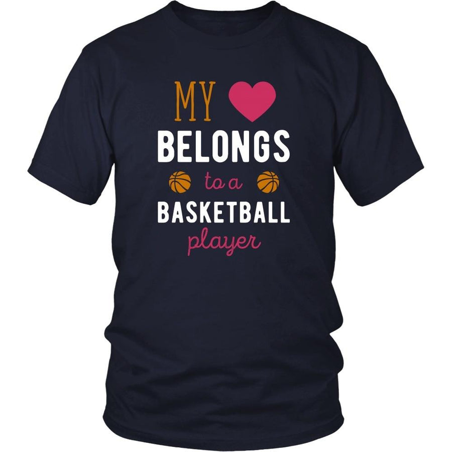 Basketball T Shirt - My heart belongs to a Basketball Player-T-shirt-Teelime | shirts-hoodies-mugs